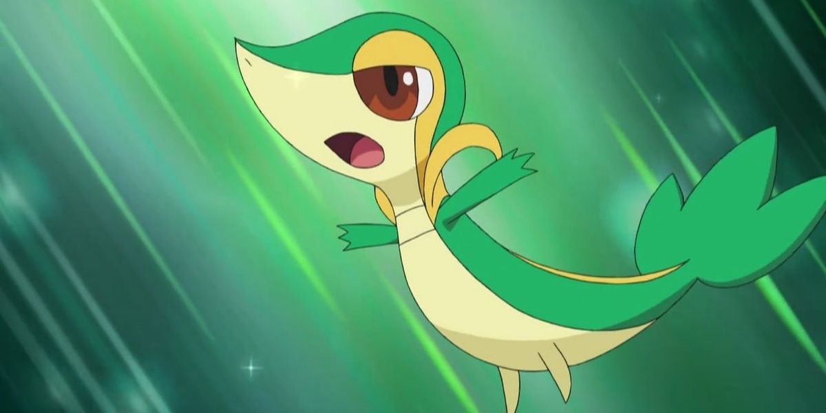 Ash's Snivy jumping into battle in the Pokemon anime