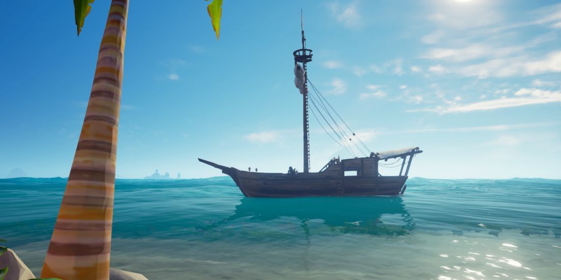 Sea Of Thieves Sloop Sitting Next To An Island