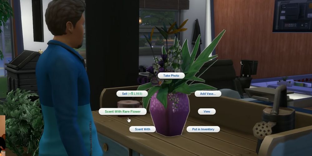 A sim scenting flowers