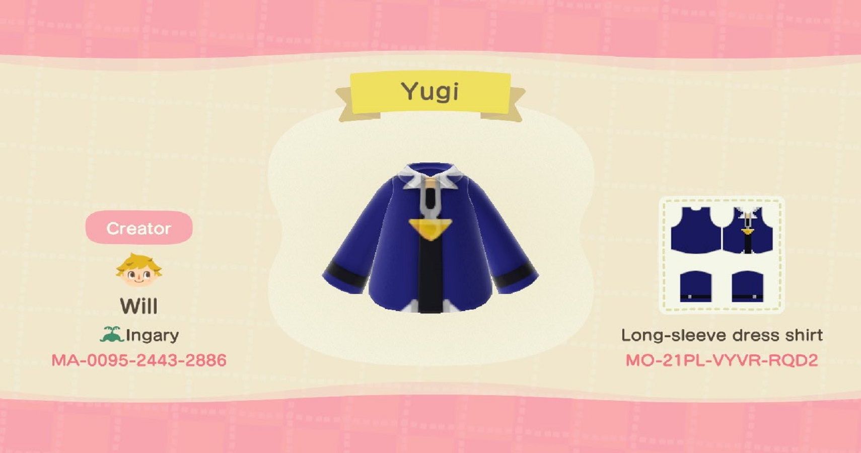 Animal Crossing: New Horizons - Codes for Yu-Gi-Oh! Outfits