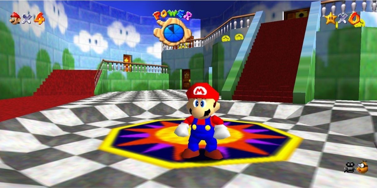 Mario 64 Mario Standing In Peach Castle Lobby
