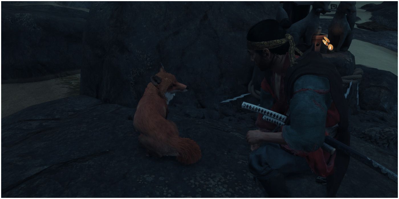 Ghost Of Tsushima Petting The Fox After Following It Around