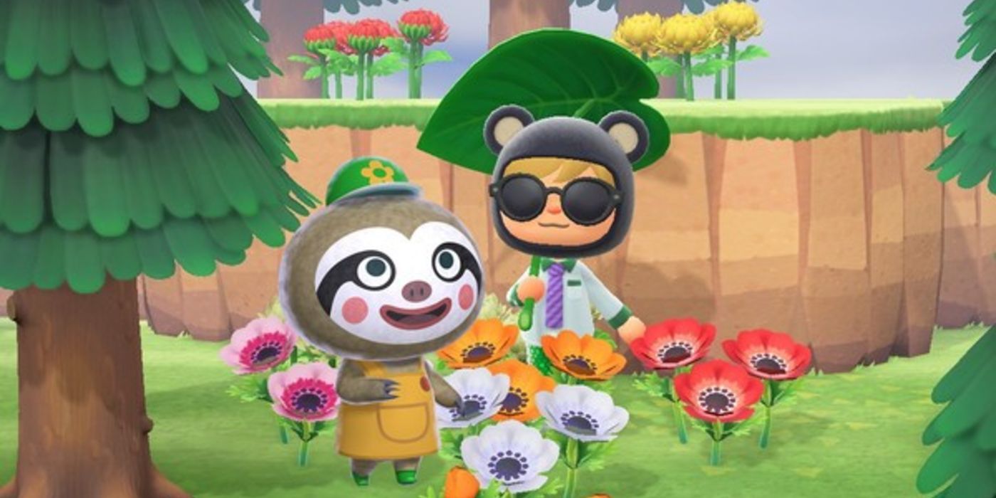 Player and Leif standing in some flowers