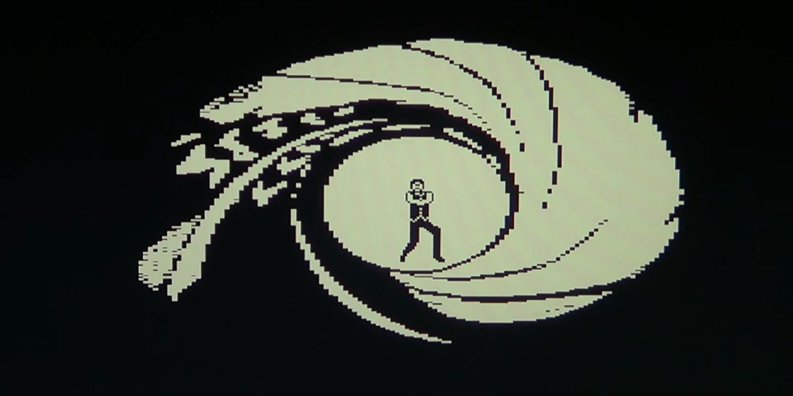 The iconic James Bond gun barrel sequence on Commodore 64