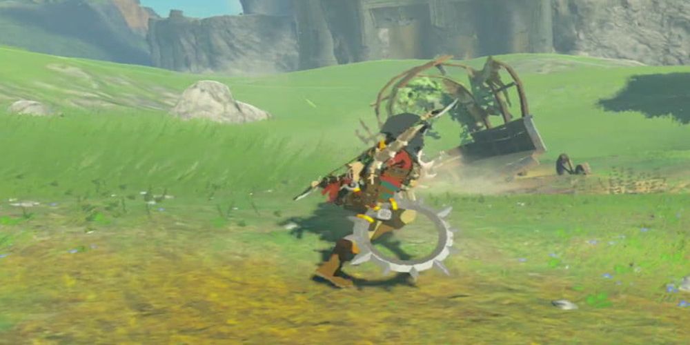 Link running with a Demon Carver in Breath of the Wild.