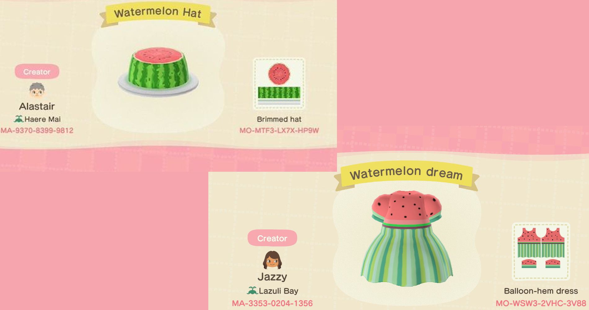 Animal Crossing New Horizons  Food Inspired Outfit Codes