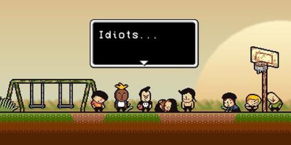 LisaThePainful Gameplay screenshot characters with one saying "idiots..."
