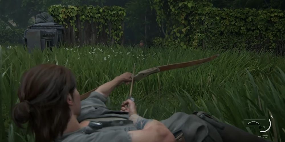 Last of us part 2 prone ellie with a bow