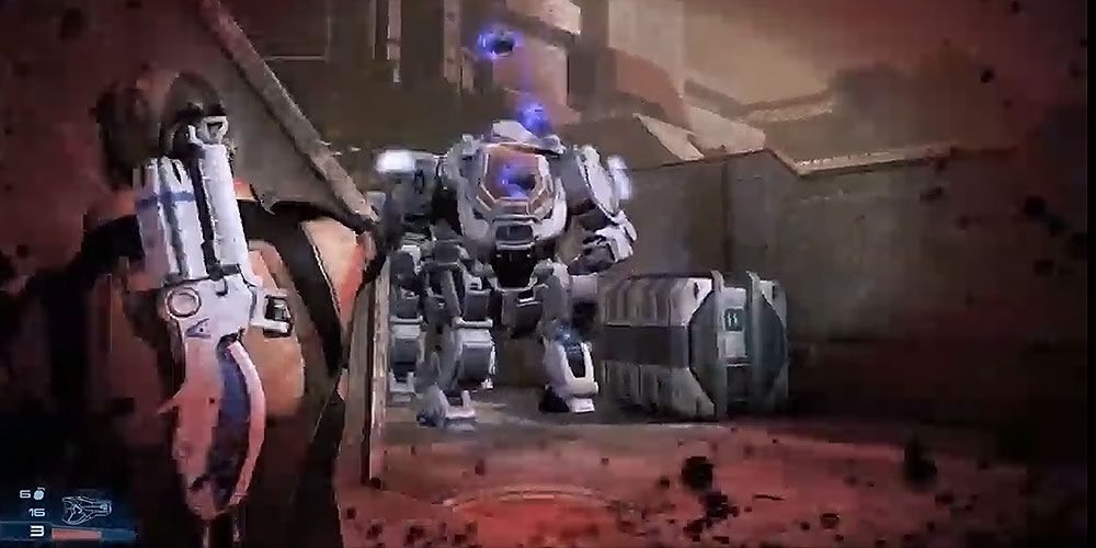 Combat screenshot of cluster grenade thrown in Mass Effect