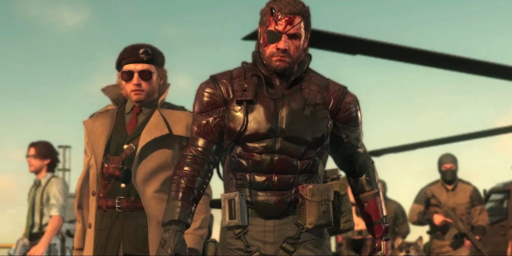 The cast of Metal Gear Solid 5 The Phantom Pain covered in blood