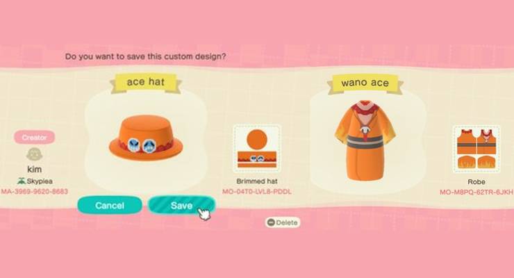 Animal Crossing New Horizons Codes For One Piece Outfits