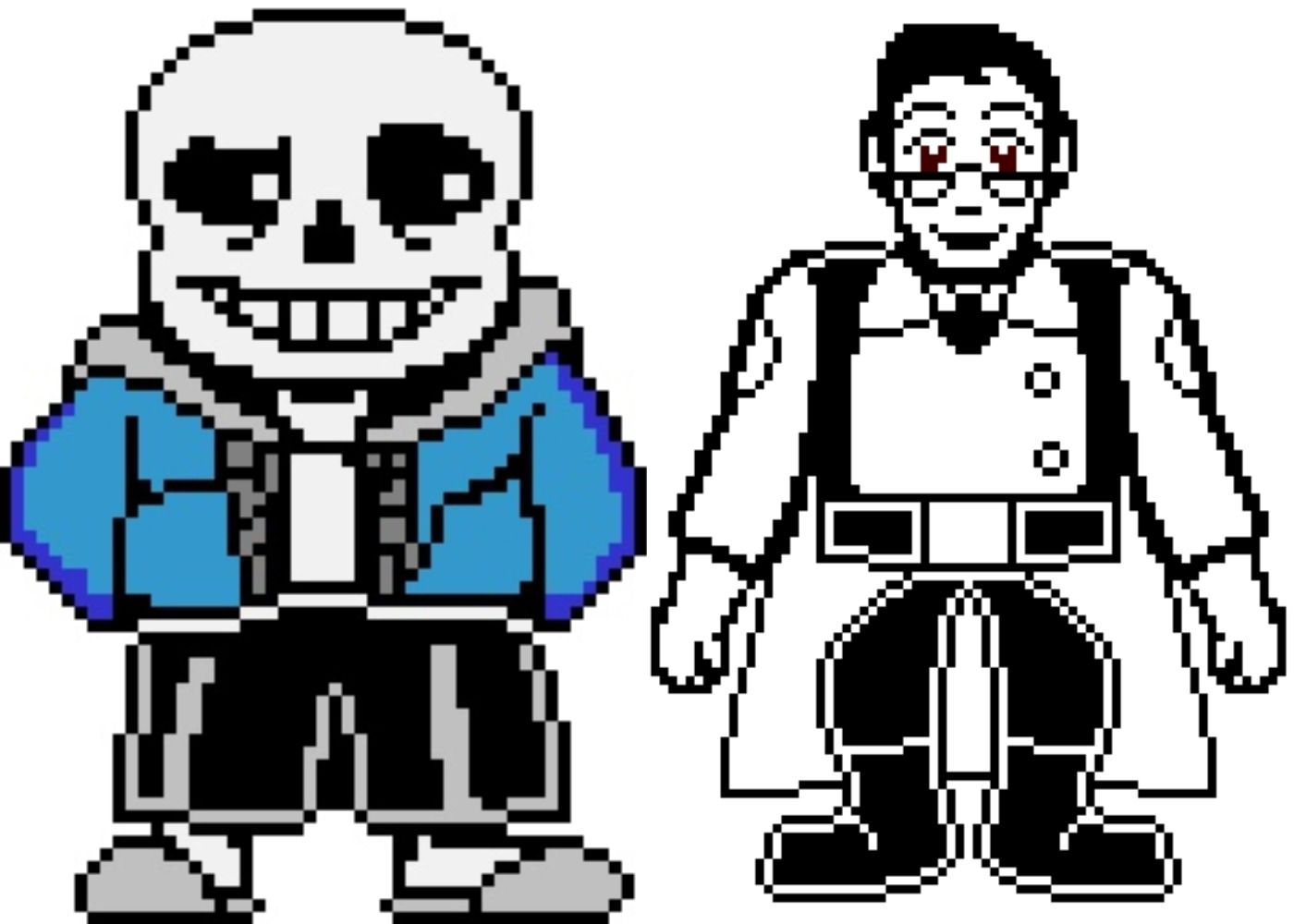 image of Sans next to the Medic from Undertale fan game Overtime