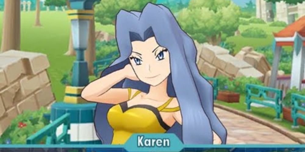 Karen as she appears in Pokemon Masters EX