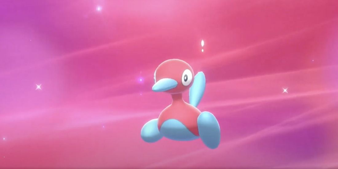 Pokemon Sword Shield Porygon2 Evolving Purple Light Background