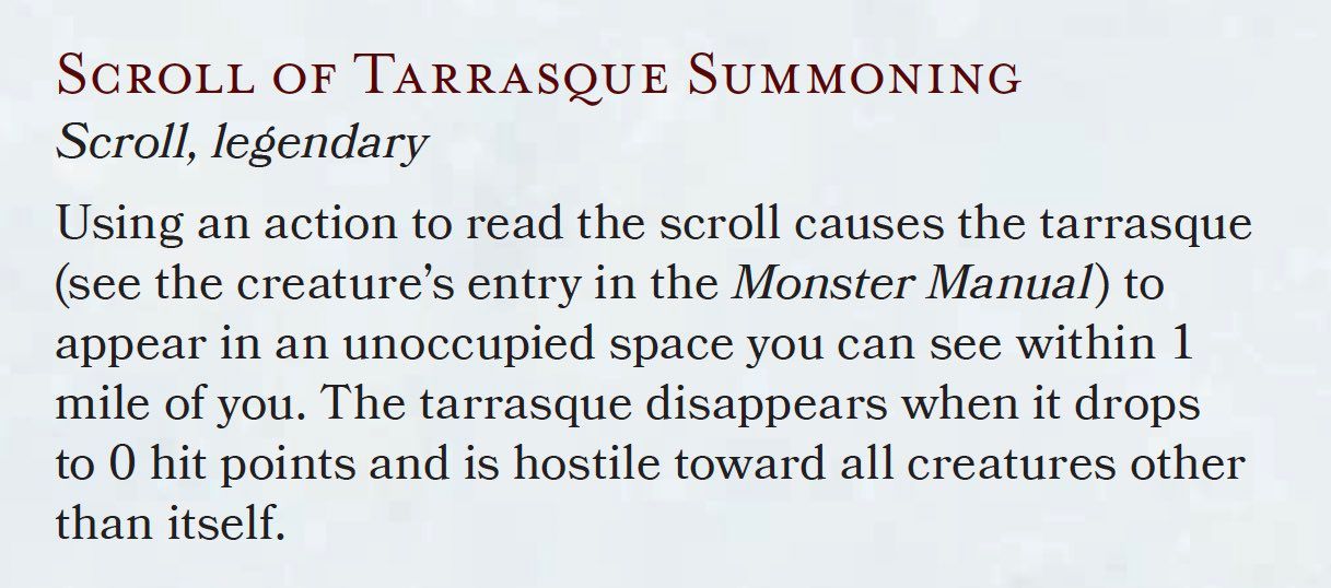 New D D Magic Item Lets Players Drop A Tactical Tarrasque   Scroll Of Tassaque Summoning Dungeons Dragons 