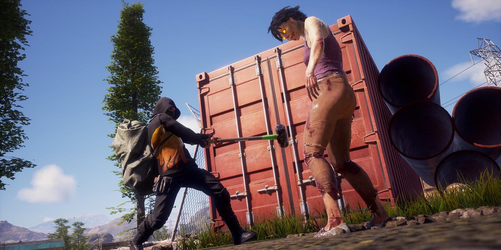 State Of Decay 2 Survivor With Backpack And Bat Vs Zombie