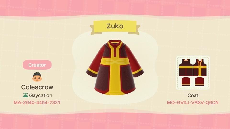 Animal Crossing New Horizons  Codes for Avatar The Last Airbender Outfits