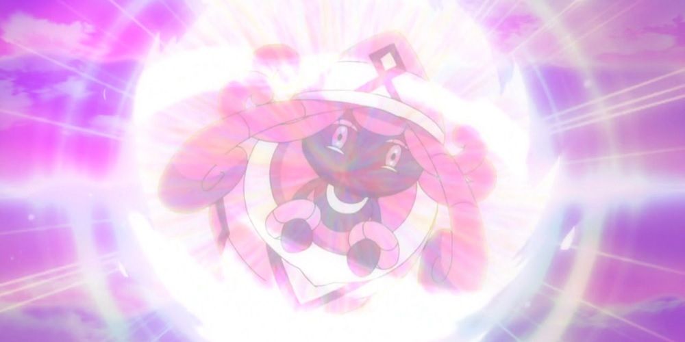 A pokemon casting the Dazzling Gleam attack in the anime.
