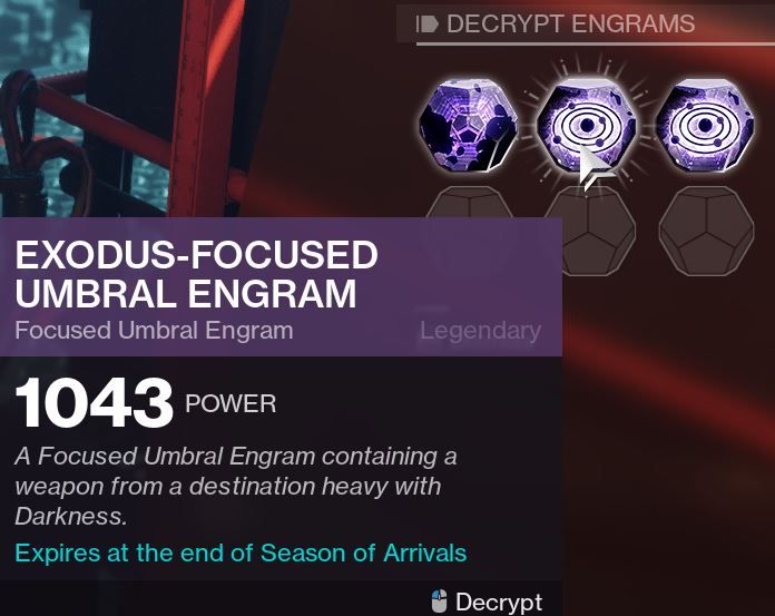 Destiny 2 What Are ExodusFocused Umbral Engrams