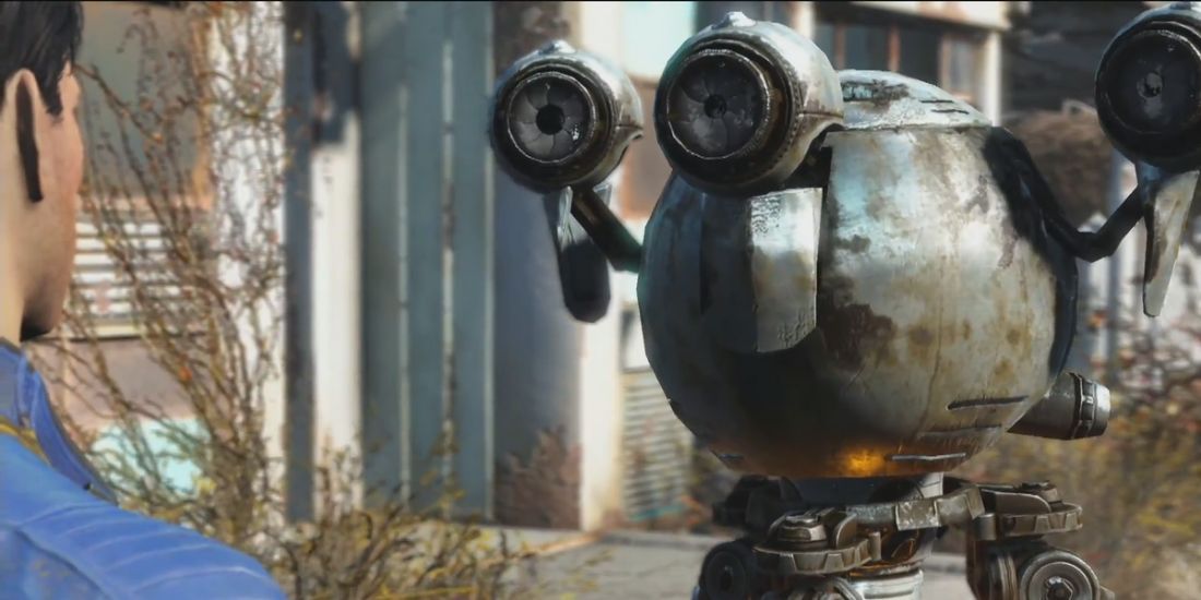 Fallout 4 Codsworth robot speaking to the player in Fallout 4