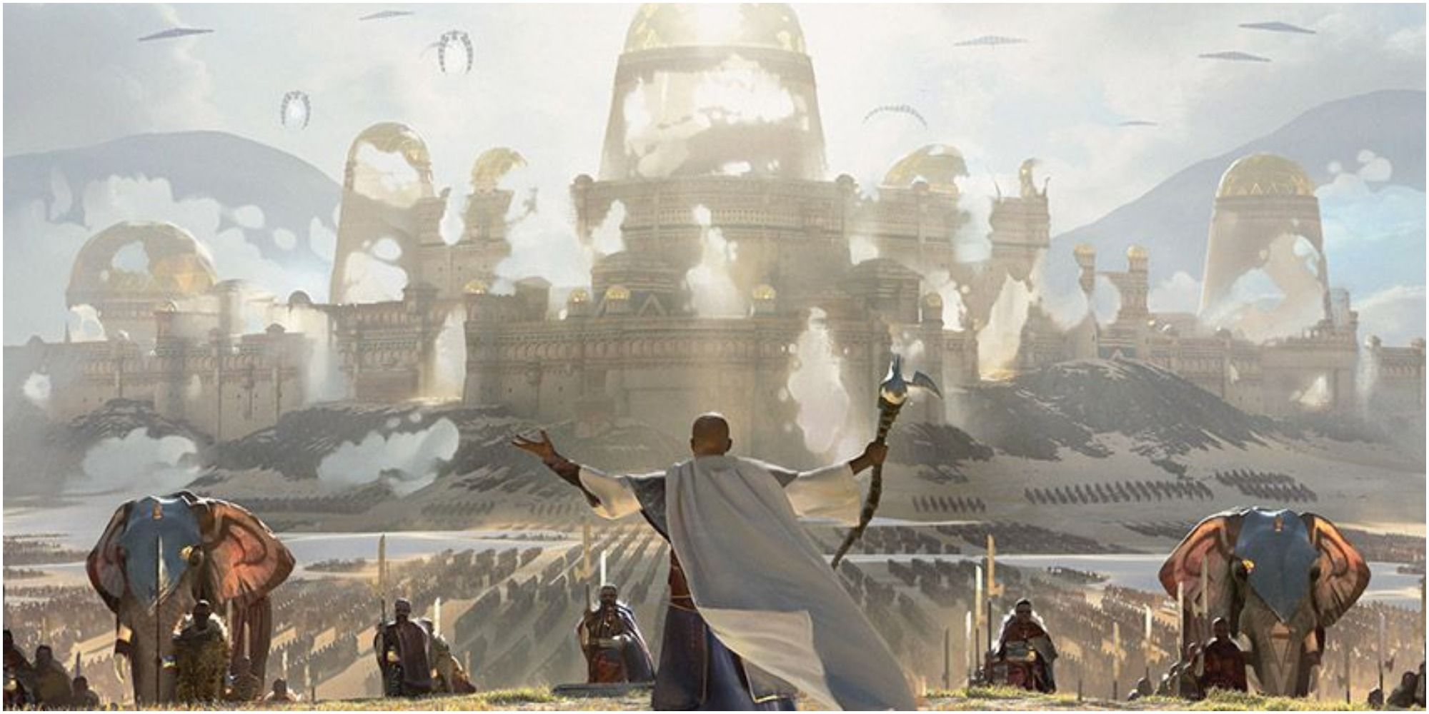 Teferi's Protection image showing an army before a city.