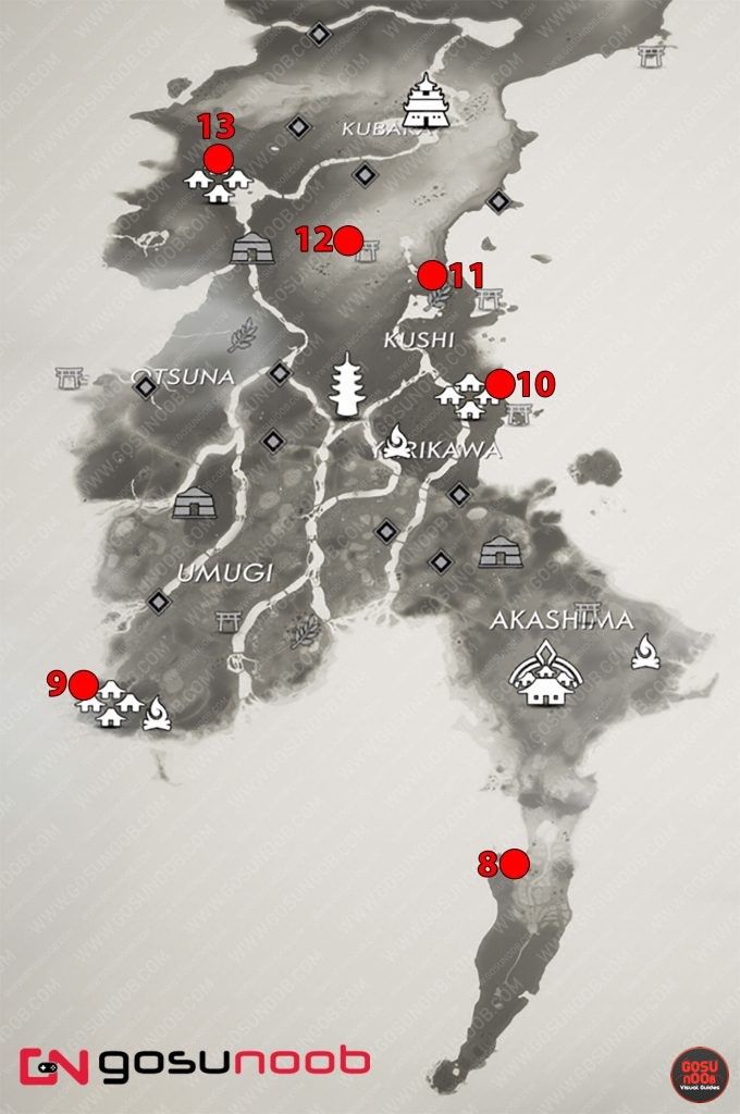 ghosts of tsushima map locations