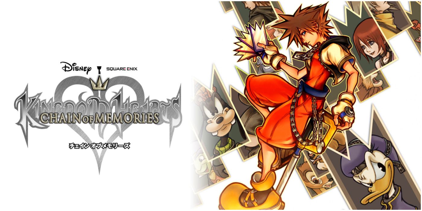 Titelbild „Kingdom Hearts Chain of Memories“ mit Sora, der Karten hält