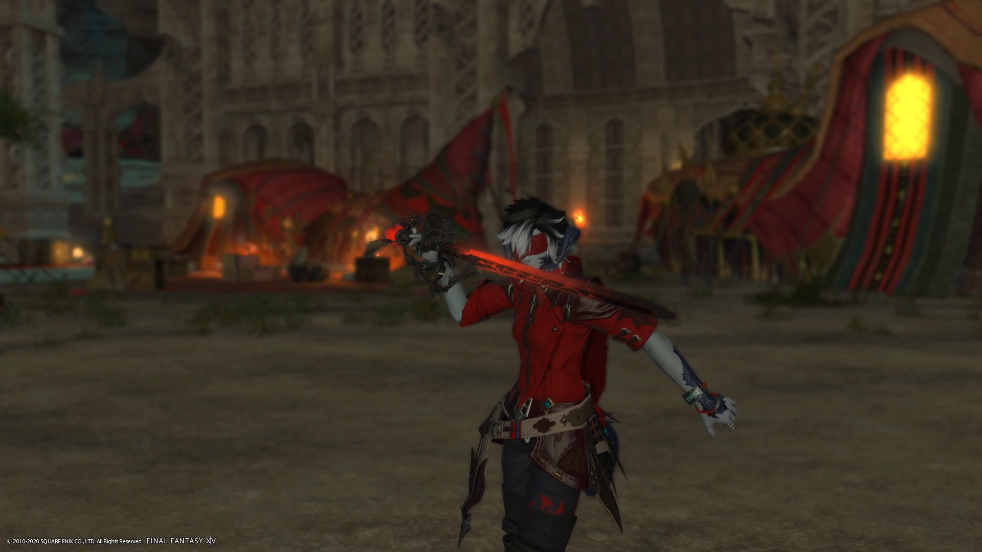 An Au'ra wielding a glowing red sword