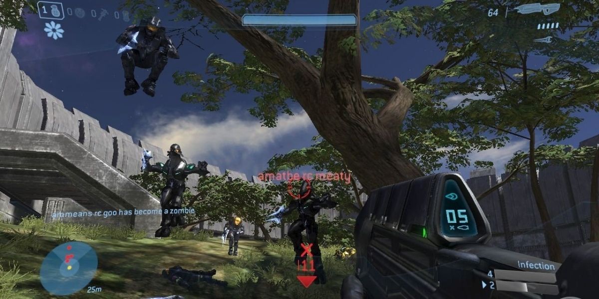 Halo 3 multiplayer screenshot of Elites versus Spartans