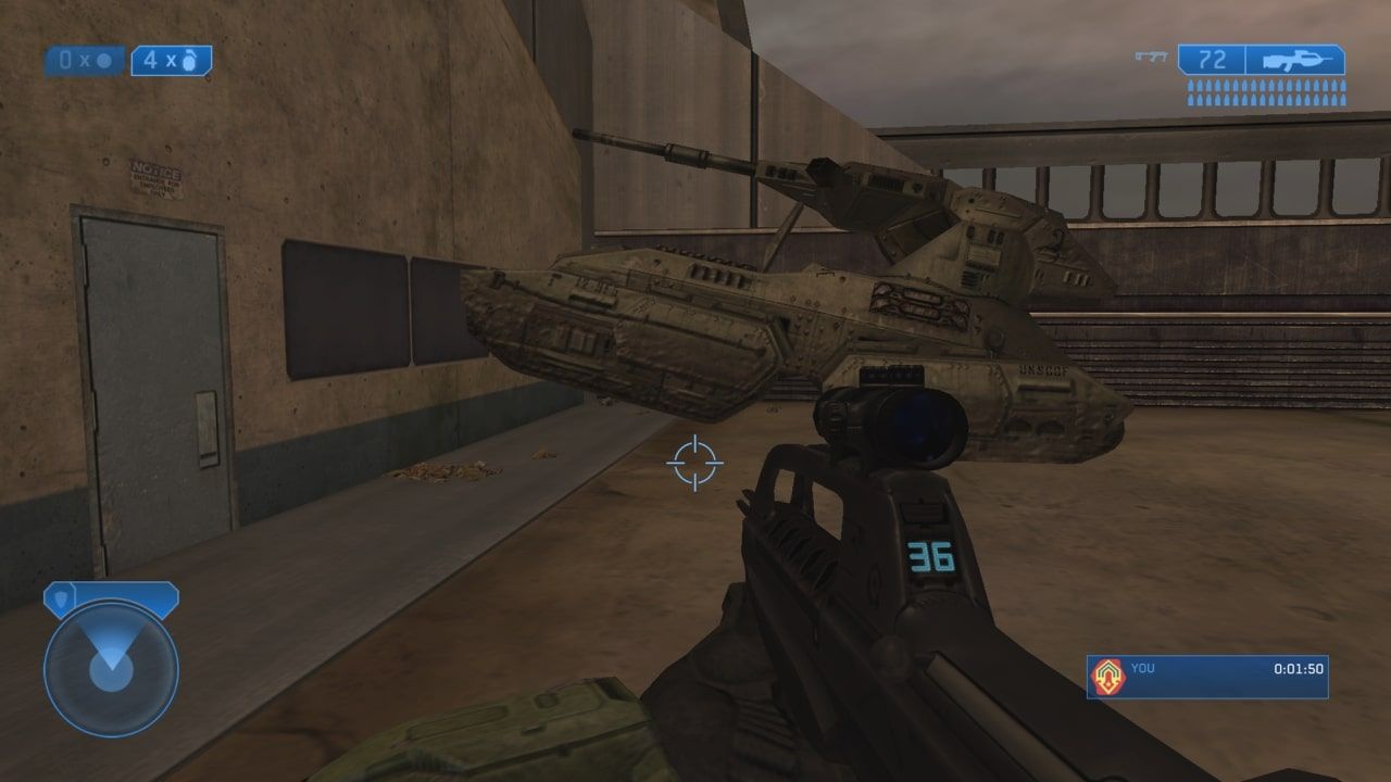 Halo 2 Scorpion Leaning Angled Against A Wall