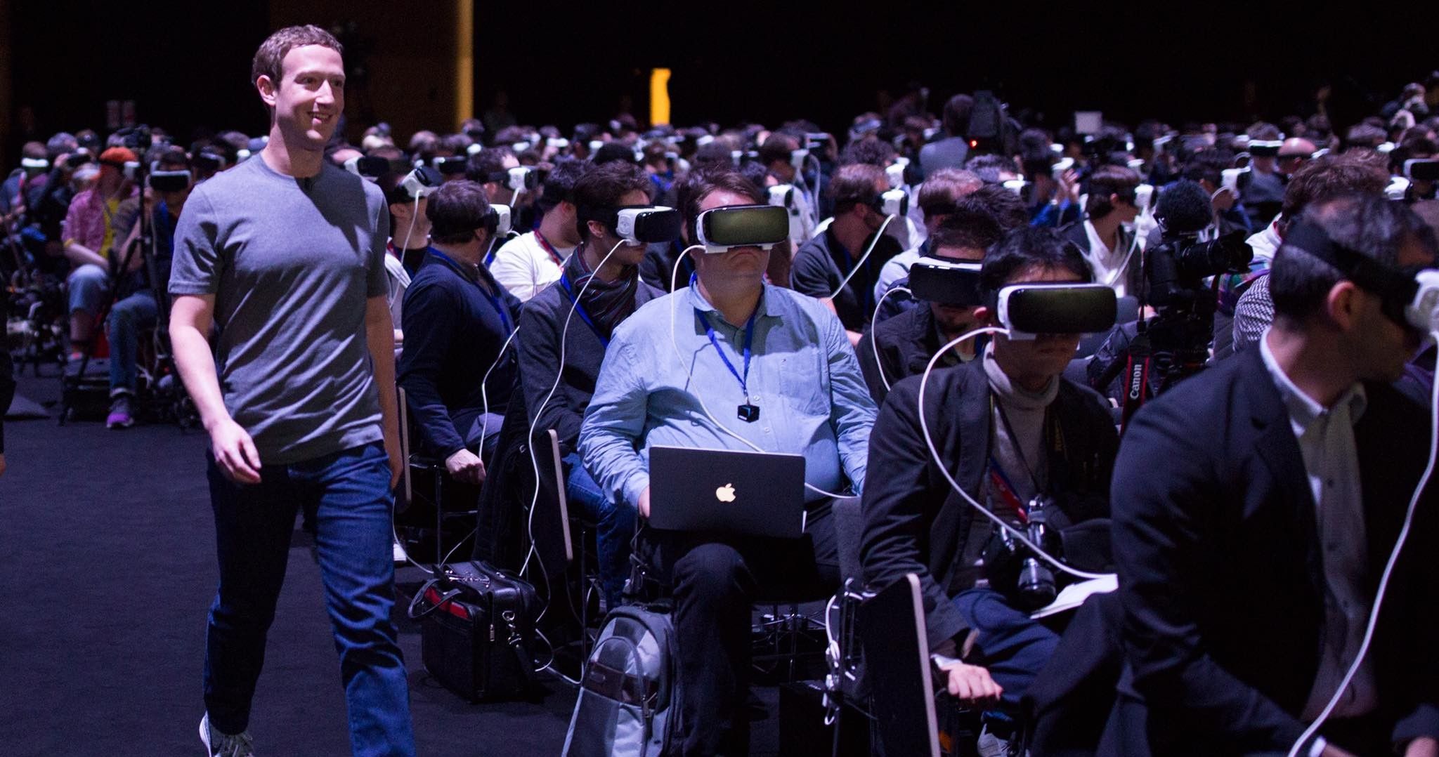 Mark Zuckerberg Walking Past VR Crowd
