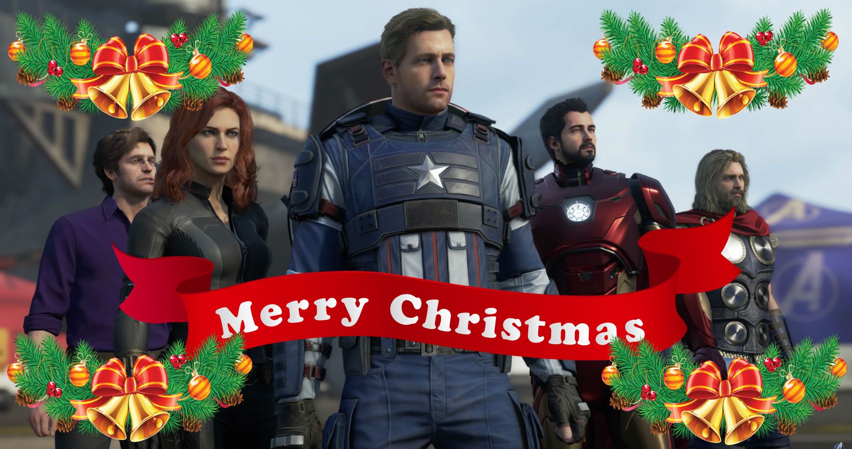 Marvel's Avengers Christmas Banner Cover TG