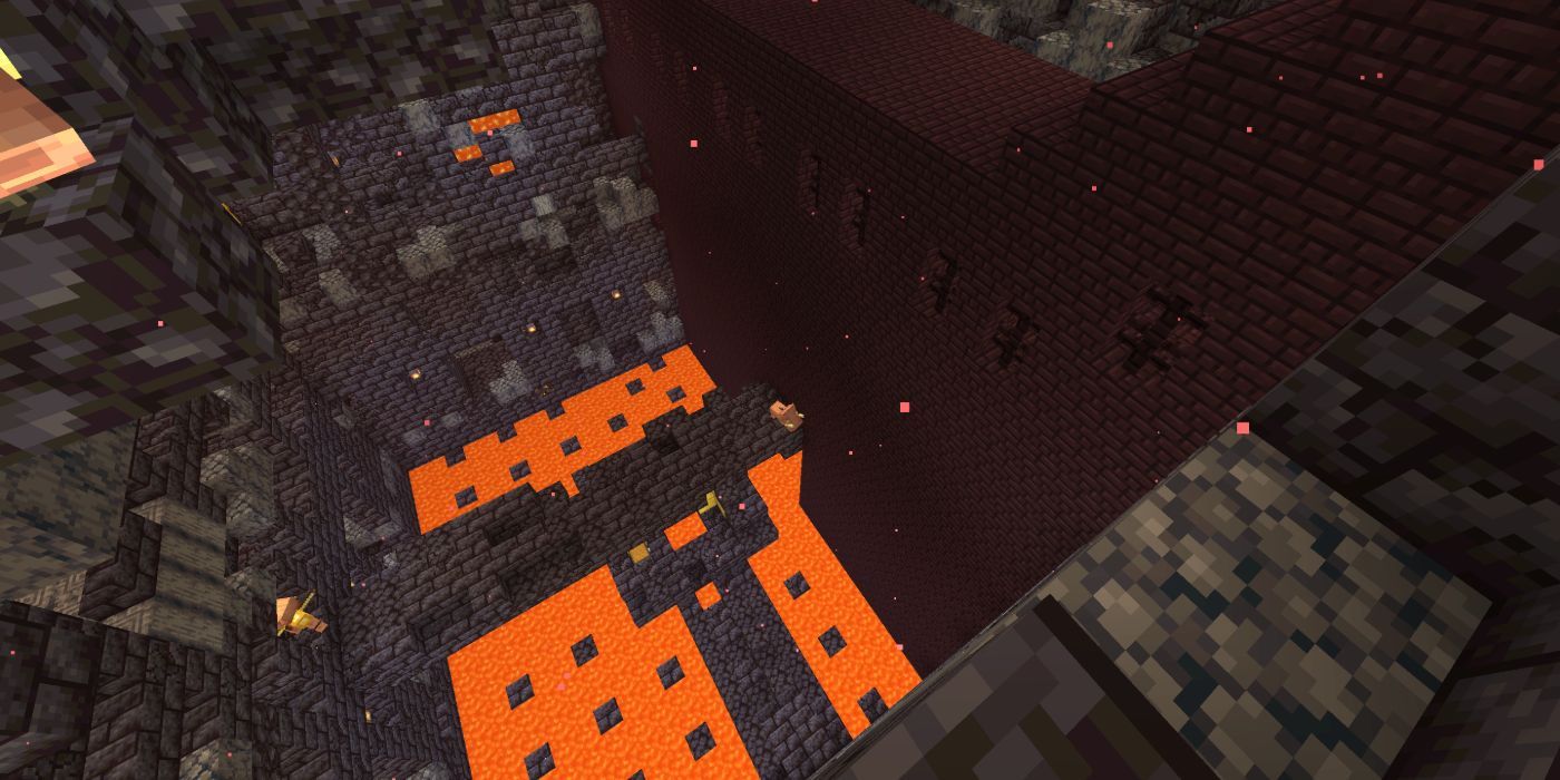 Minecraft Bastion remnant merged with a Nether fortress