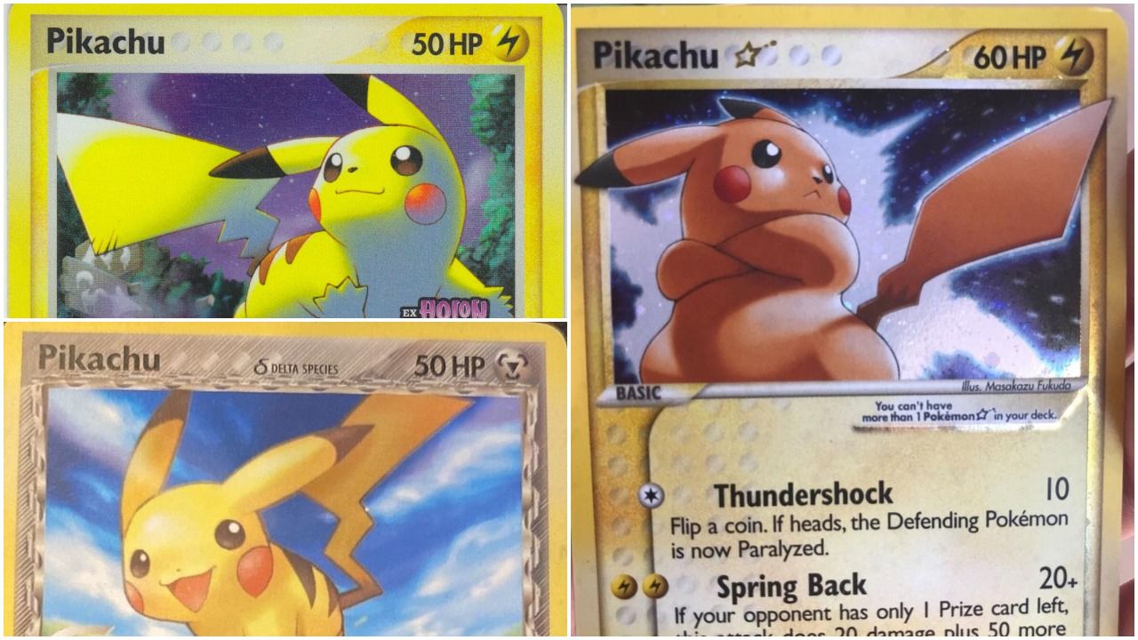 Pikachu cards from the Holon Phantoms card set