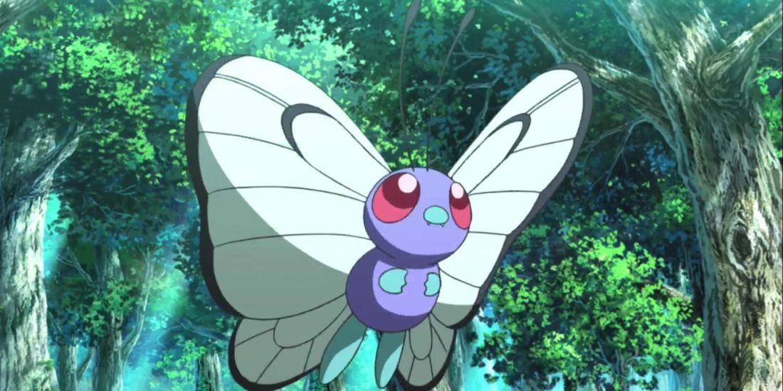 Butterfree in a forest