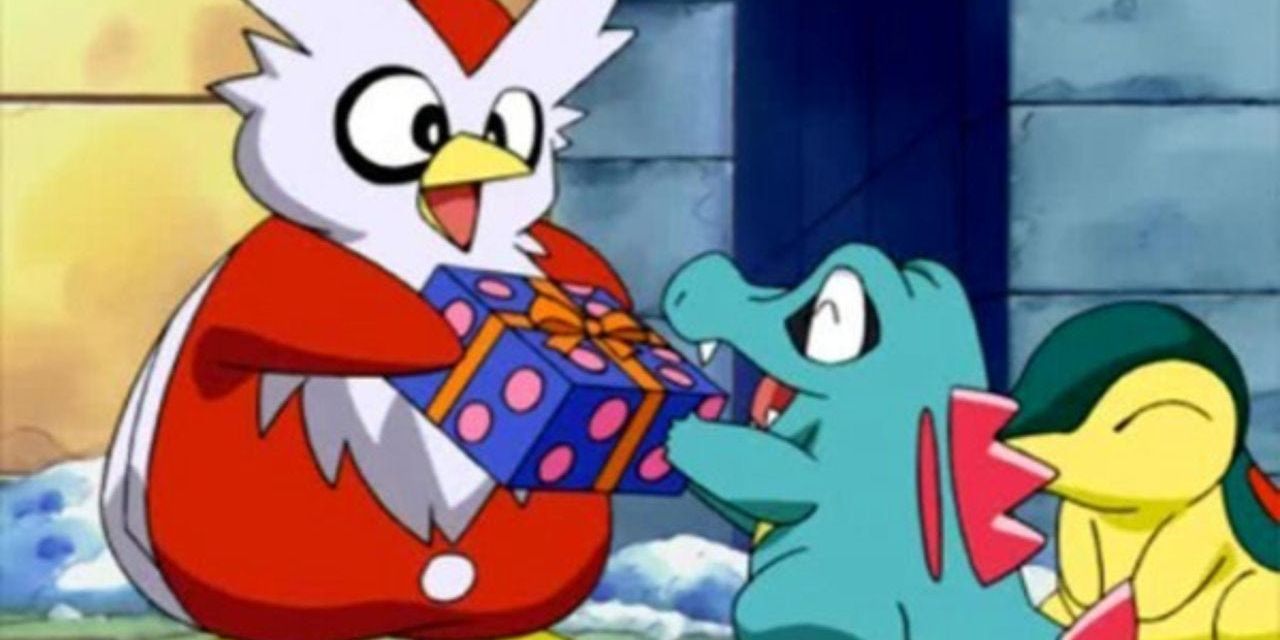 Delibird giving a gift to other pokemon