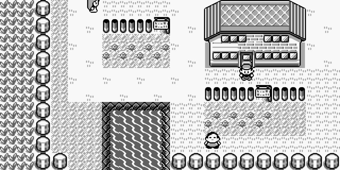 Pokemon Red Blue Pallet Town Grass Side Black White