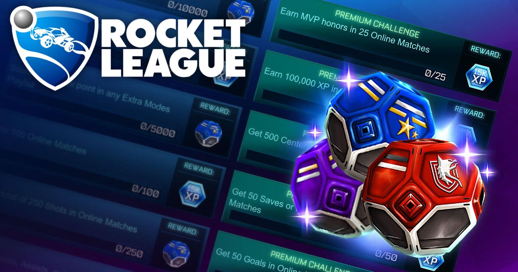 An image of the challenges menu for Rocket League