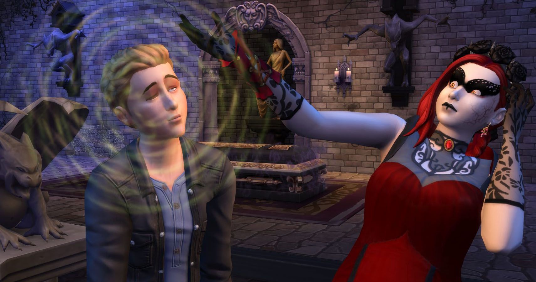 A vampire using mind control powers on a sim.