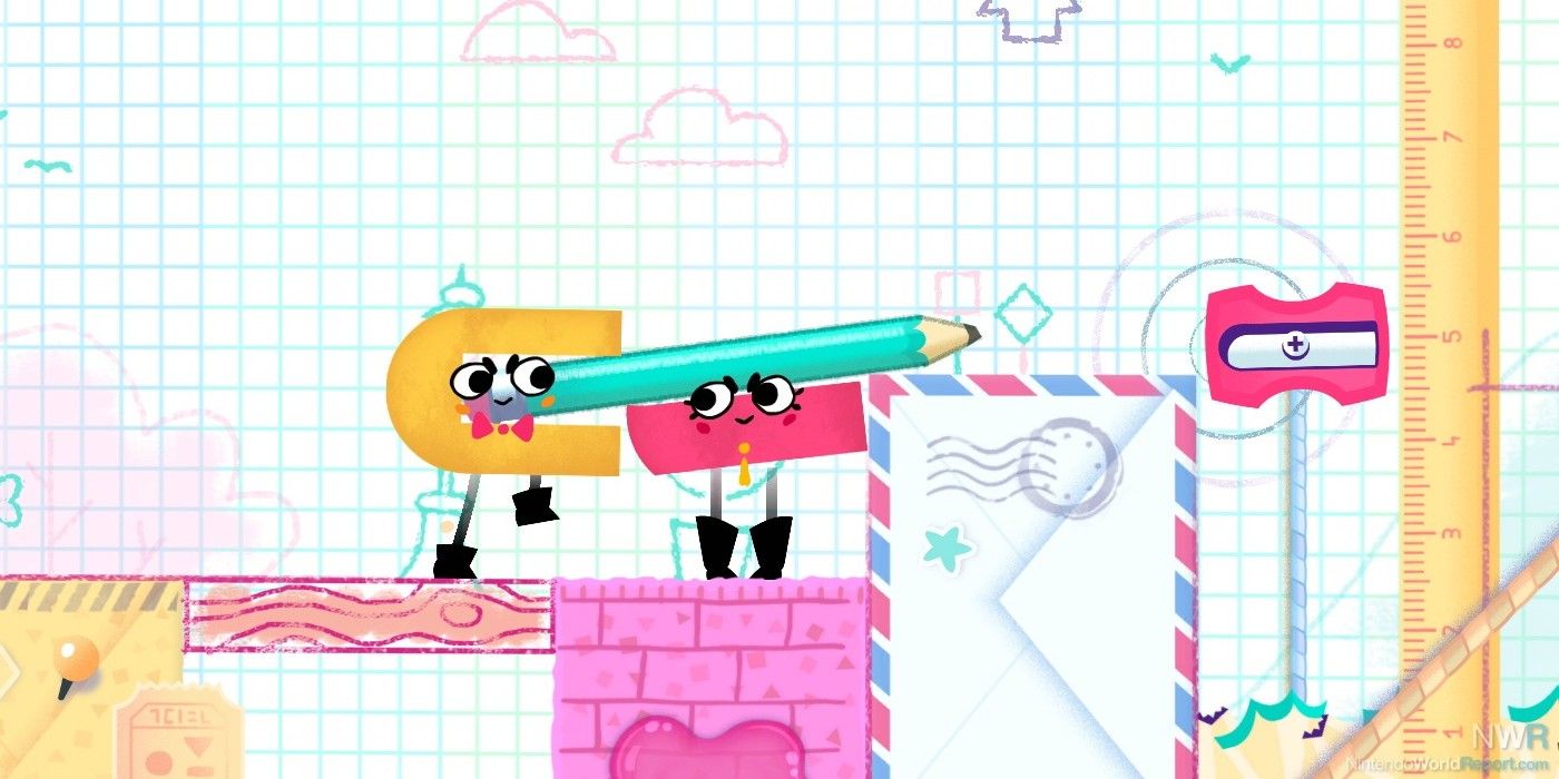 snipperclips characters moving a pencil together
