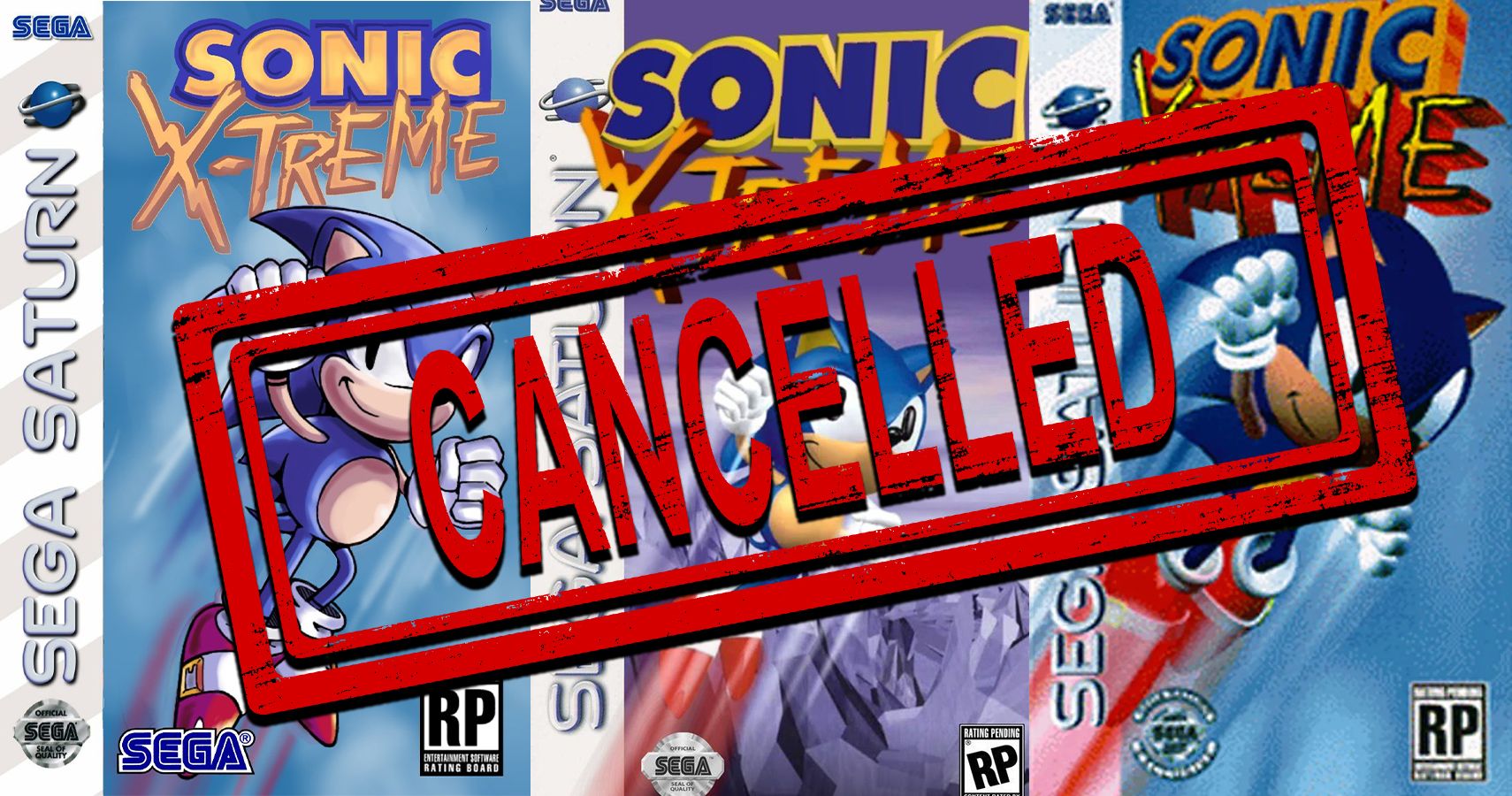 Sonic X-Treme Cover art with cancelled stamp