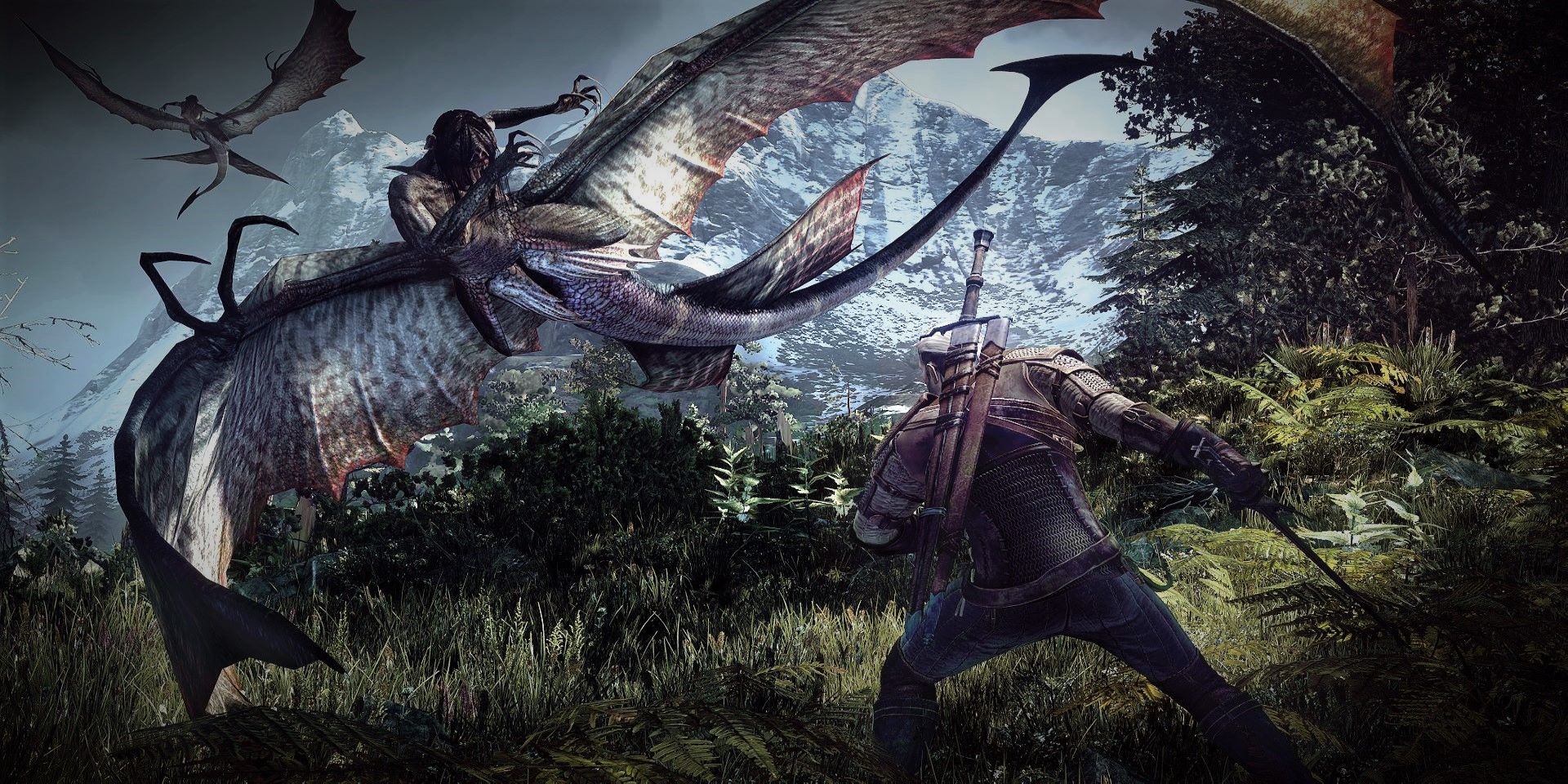 The Witcher 3 Harpy Attacking Geralt Forest