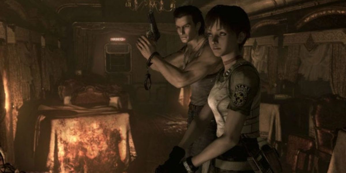 Resident Evil 0 Screenshot Of Billy And Rebecca On Train