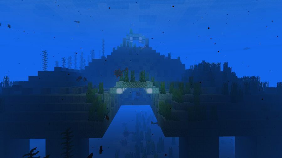 an underwater temple in minecraft