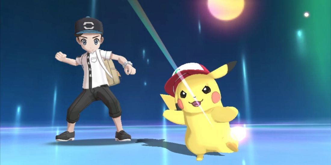 Ash dancing with Pikachu
