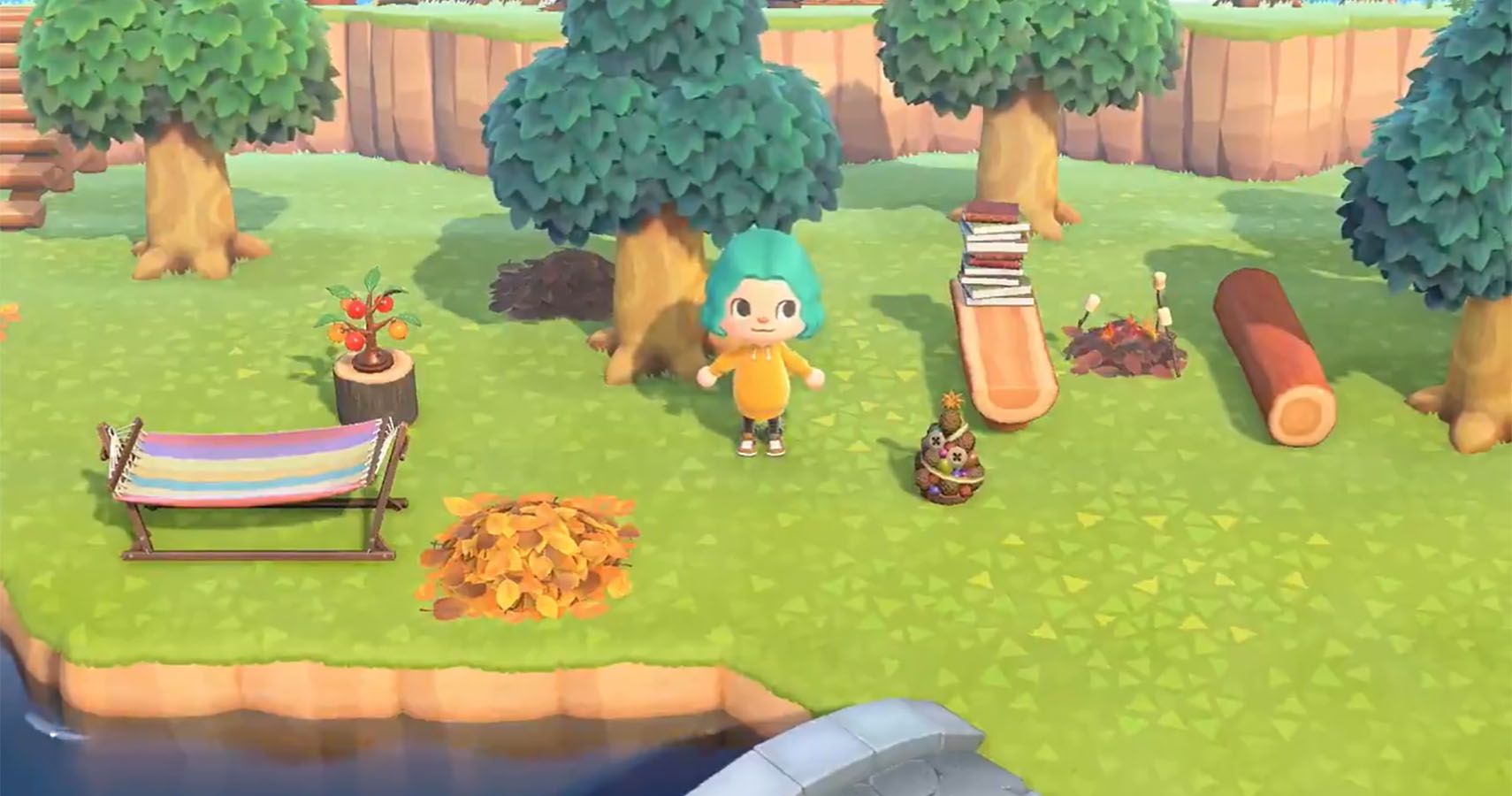 Animal Crossing's Isabelle showing off the autumn update.