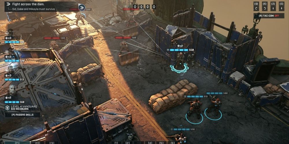 Battle scene in Gears Tactics