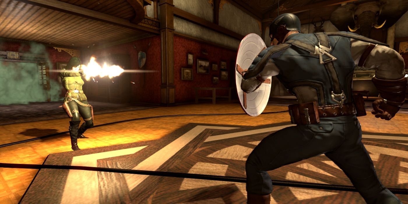 Captain America Blocking With Shield In Captain America: Super Soldier