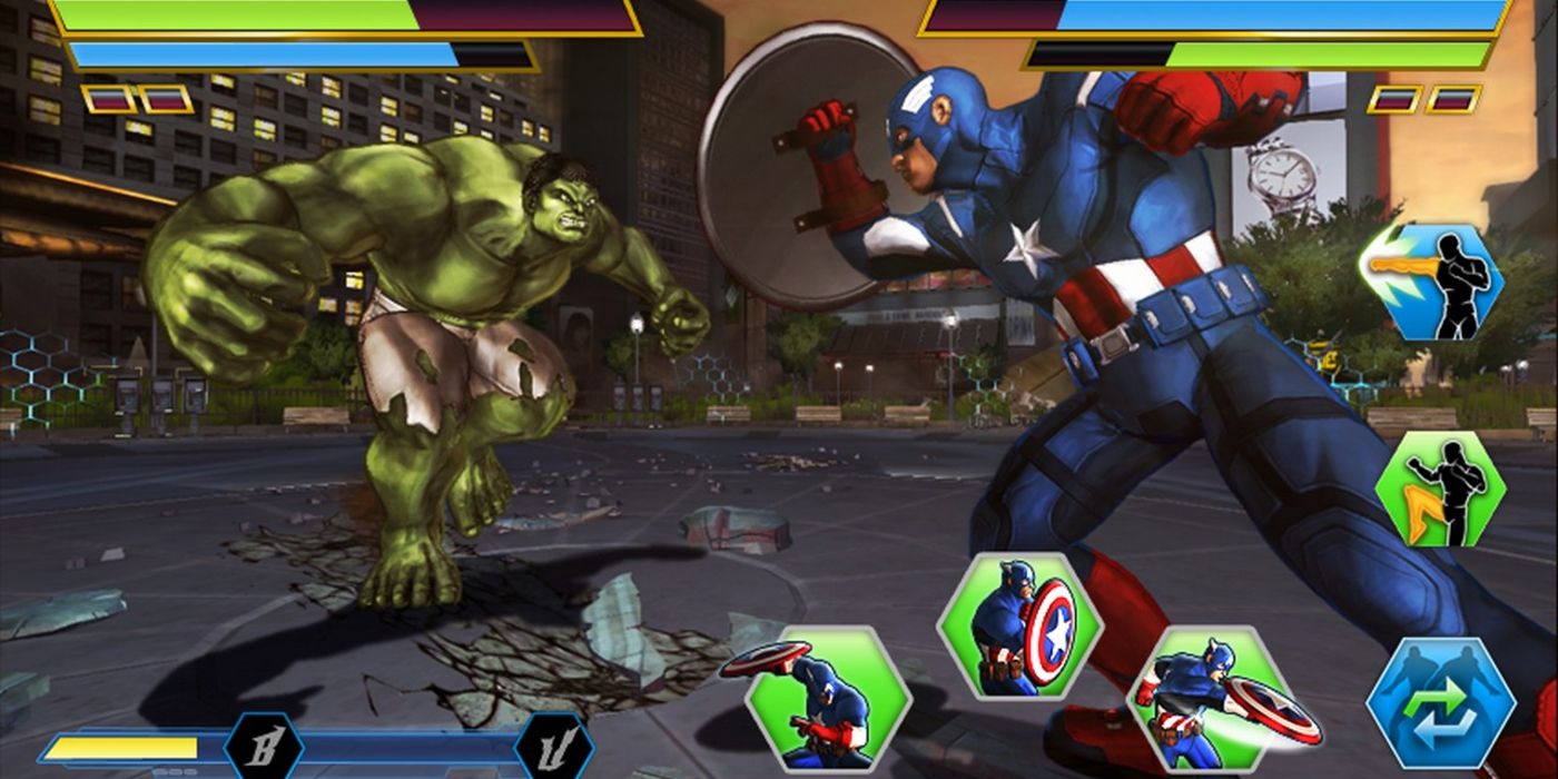 Captain America Fighting Hulk In Marvel Avengers: Battle For Earth