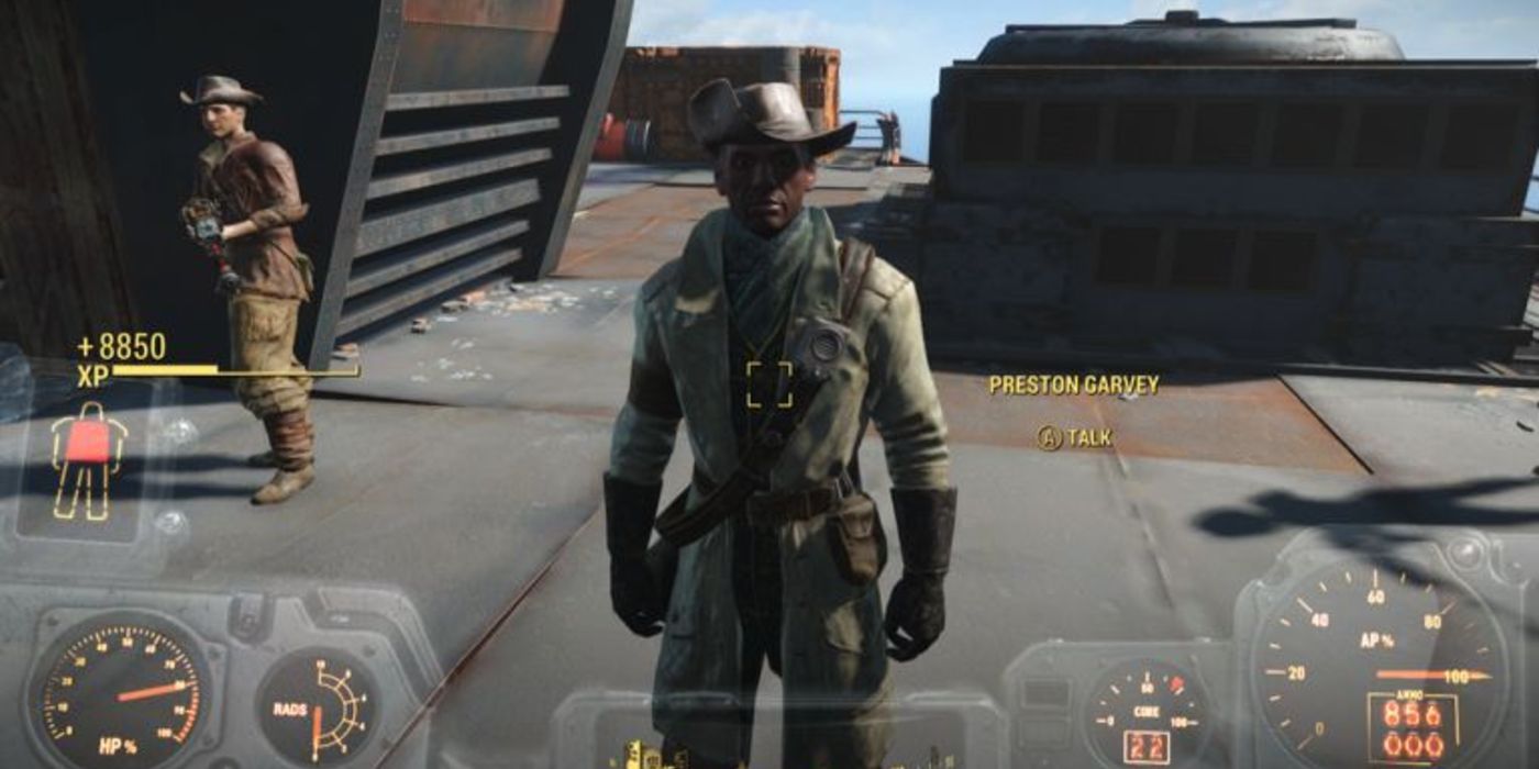 Talking To Preston Garvey And Receiving Experience Points in Fallout 4.